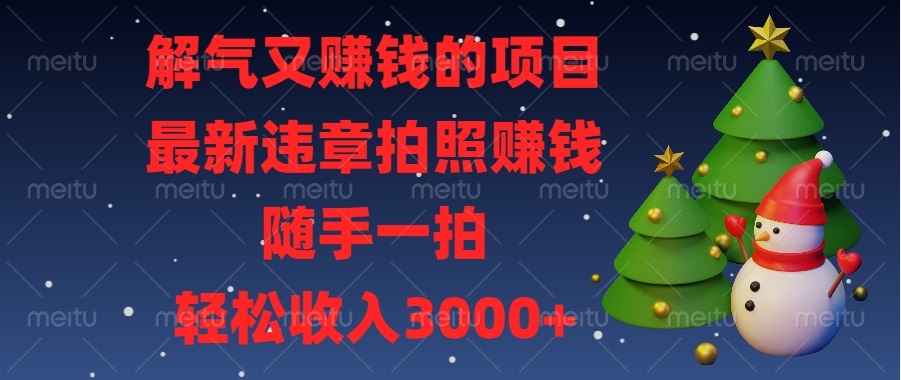 （13804期）解气又赚钱的项目，最新违章拍照赚钱，随手一拍，轻松收入3000+-惠卡乐引流中心