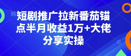 短剧推广拉新番茄锚点半月收益1万+大佬分享实操-惠卡乐引流中心