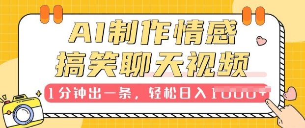 AI制作情感搞笑聊天视频，1分钟出一条，100%过原创，新手也能轻松上手-惠卡乐引流中心